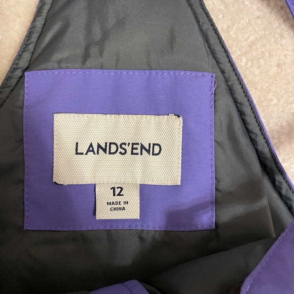 Girls size 12 ski bibs from Lands End in purple. - Picture 2 of 3